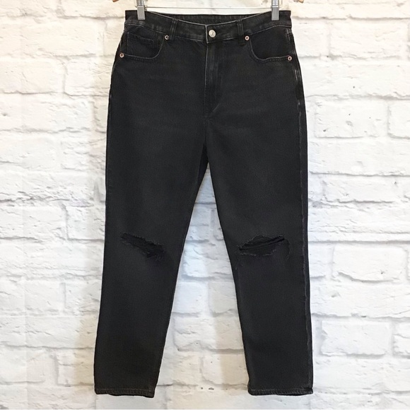 American Eagle 8 X-Short Mom Jeans Black Strigid Ripped Knees Women’s 2024 - Picture 3 of 12
